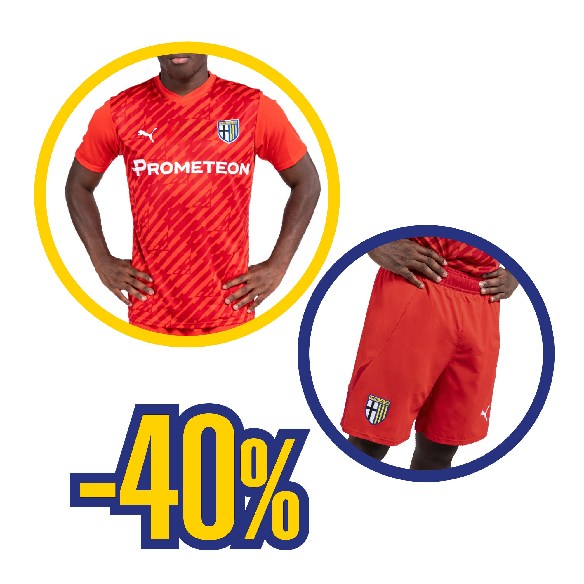 Bundle che comprende maglia gara rossa portiere e pantaloncini rossi portiere