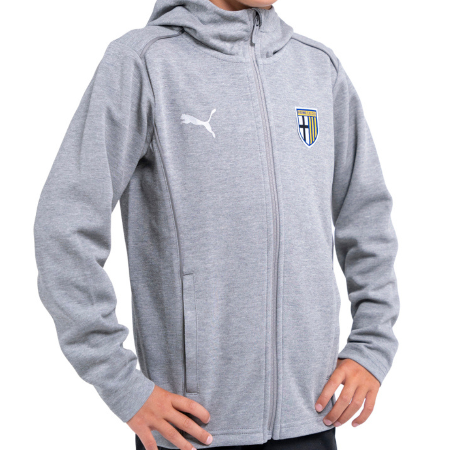 Felpa con cappuccio e zip in cotone grigia Parma Calcio
