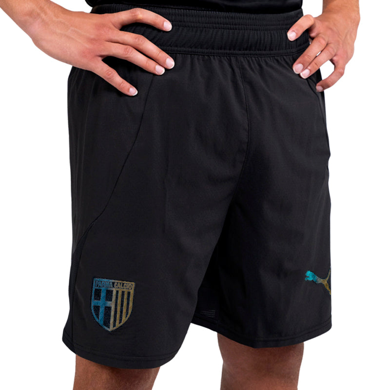 Pantaloncini gara fourth kit neri Parma Calcio con loghi olografici