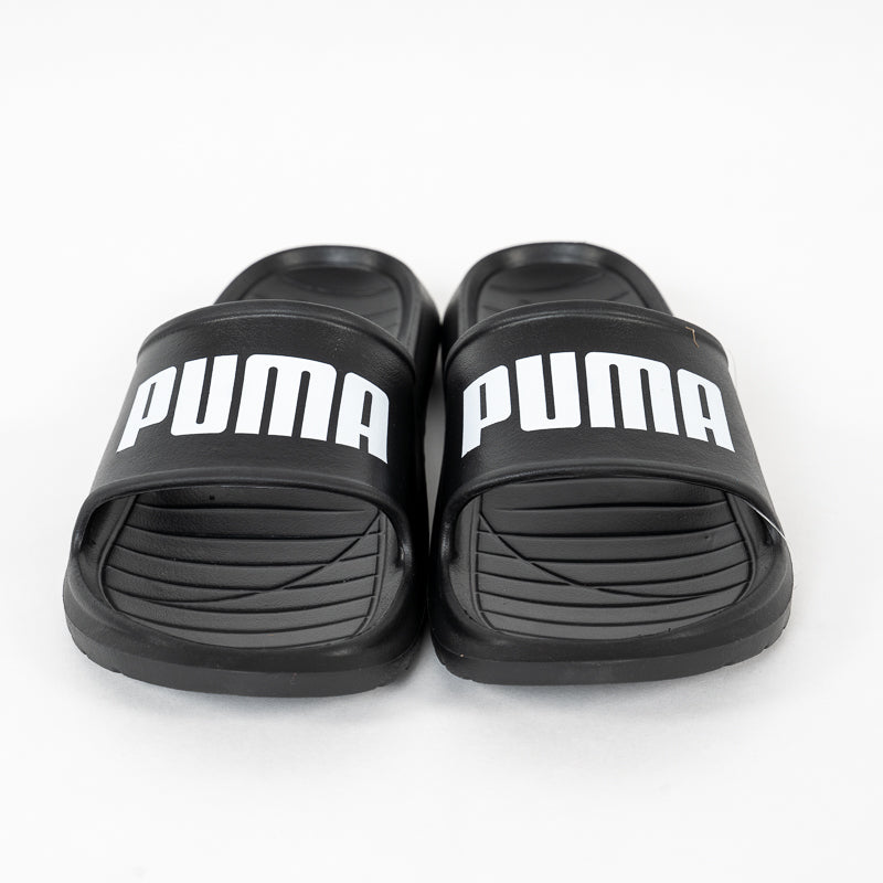 Ciabatte in gomma nera con scritta Puma