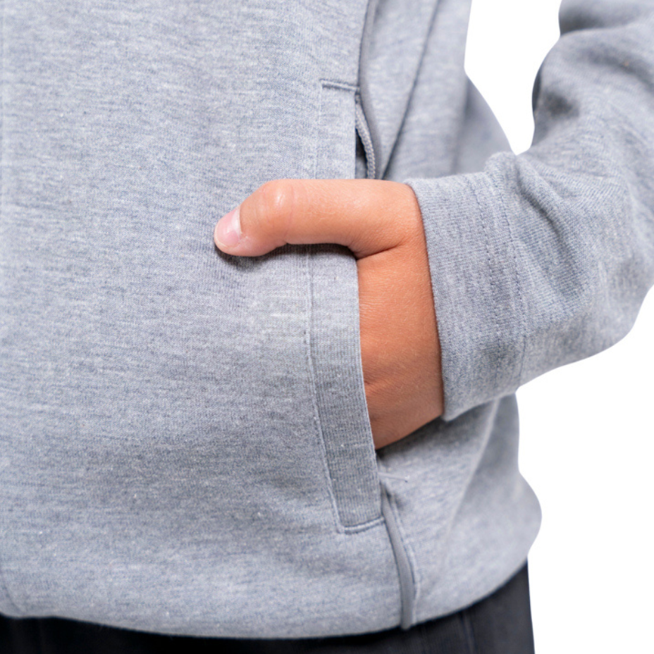 Felpa con cappuccio e zip in cotone grigia dettaglio tasca Parma Calcio