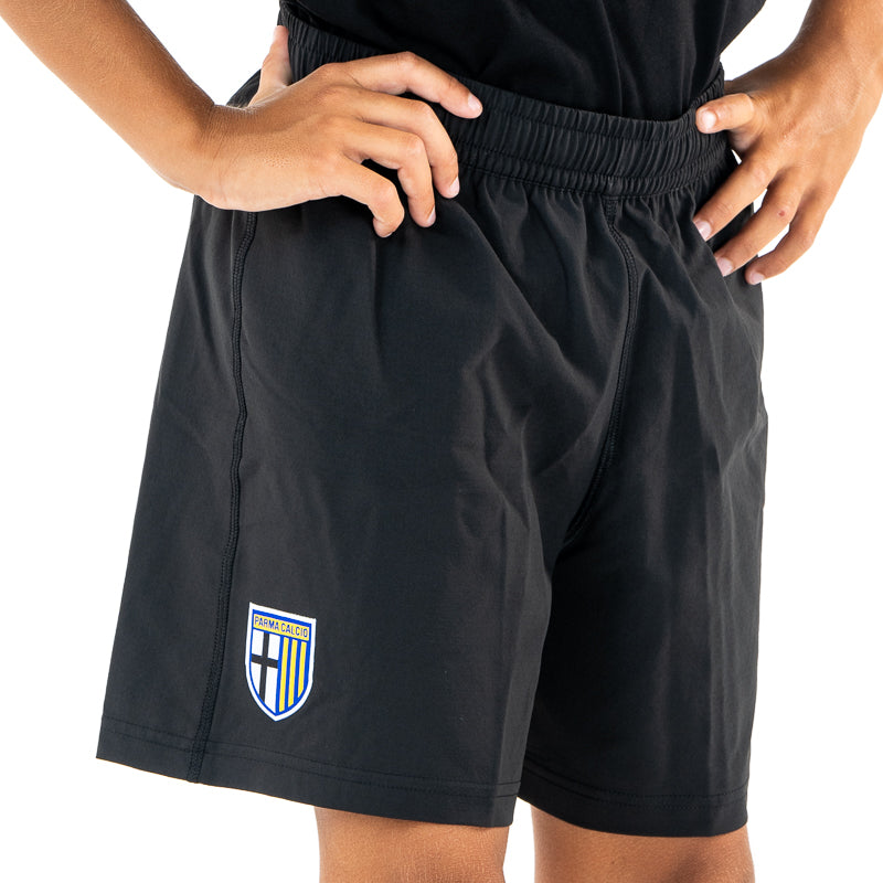Pantaloncino gara junior neri con logo Parma Calcio e Puma
