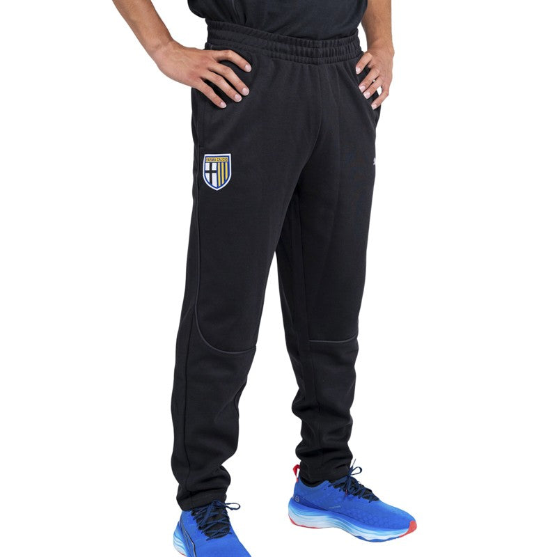 Pantalone lungo adulto nero in felpa di cotone con tasche laterali logo Parma calcio e Puma