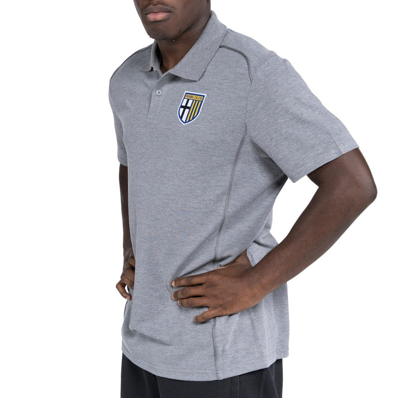 Polo adulto grigia in cotone mezza manica con colletto reverse logo Parma Calcio e Puma