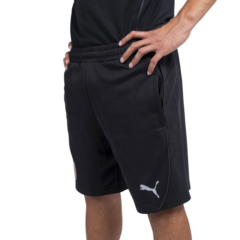 Bermuda nero adulto in felpa di cotone con tasche laterali logo Parma Calcio e Puma