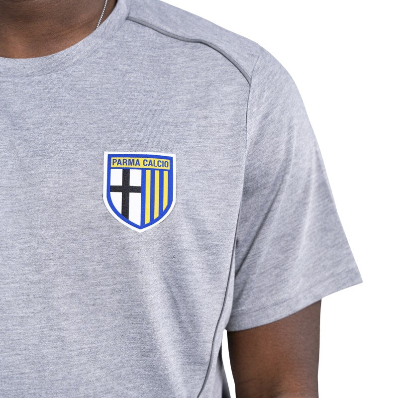 t-shirt grigia adulto in cotone con mezza manica e dettaglio logo Parma
