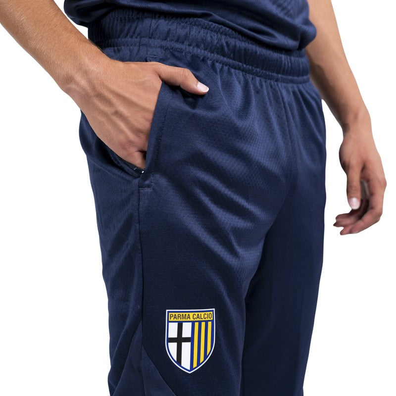 pantalone lungo blu training con tasche laterali e logo Parma Calcio