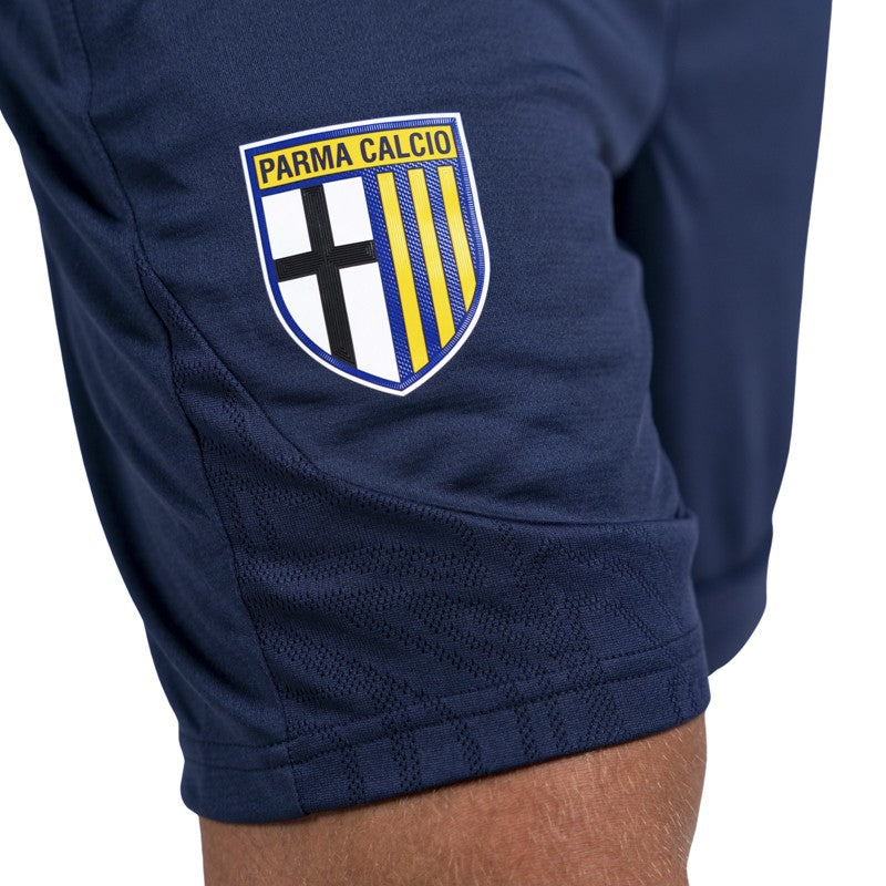 Pantaloncini blu training con tasche laterali e logo Parma Calcio