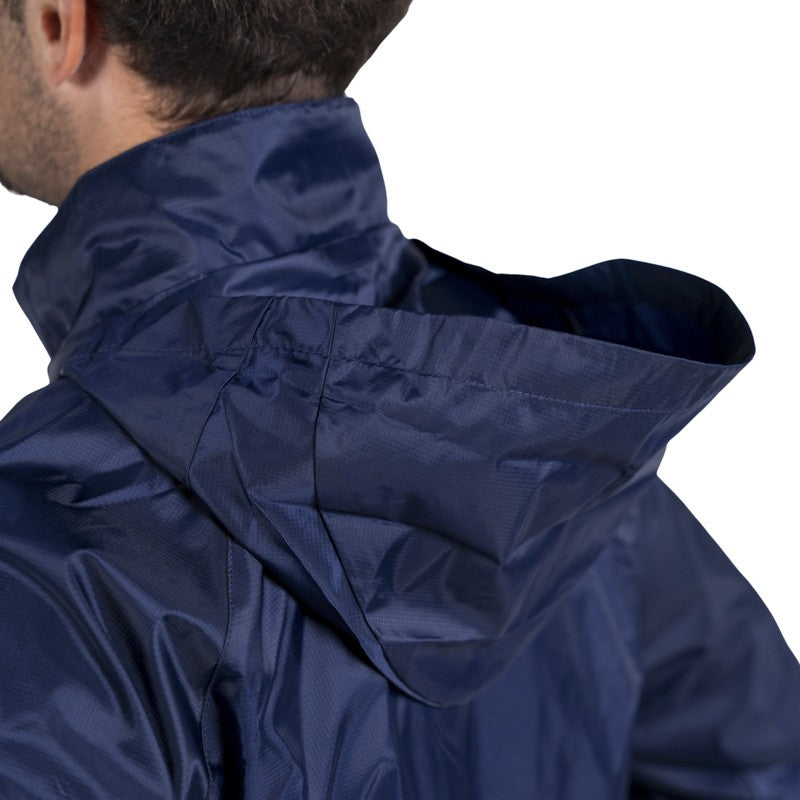 Giubbino antipioggia blu scuro con zip tasche laterali e cappuccio a scomparsa e logo Parma Calcio