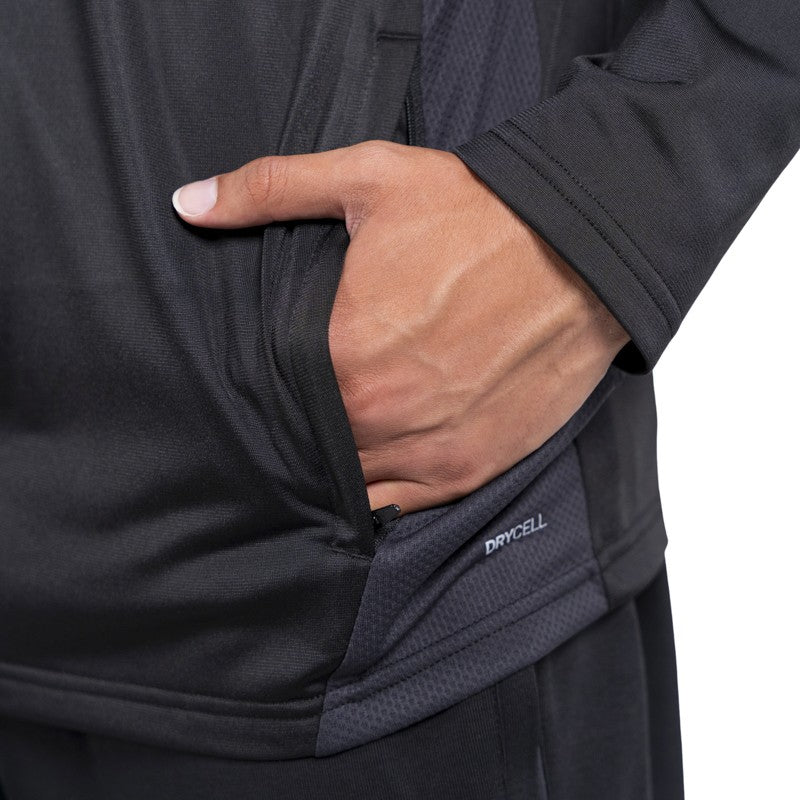 Felpa nera pre-match dettaglio tasca con zip