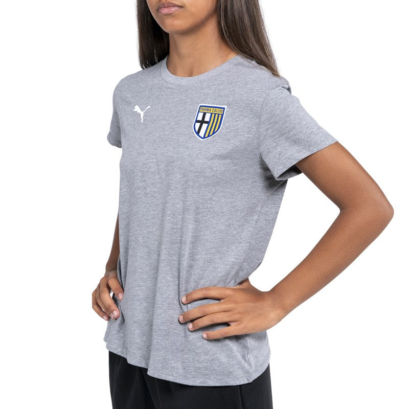 T-shirt donna in cotone grigia con mezze maniche e logo Parma Calcio