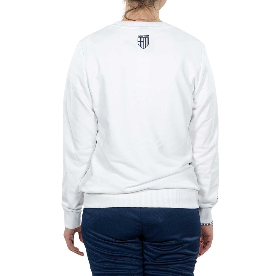 Retro T-Felpa bianca con logo giallo e blu Tardini 100 Parma calcio