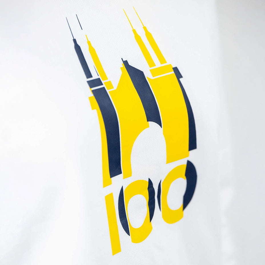 Dettaglio logo Tardini 100 in colore giallo e blu scuro
