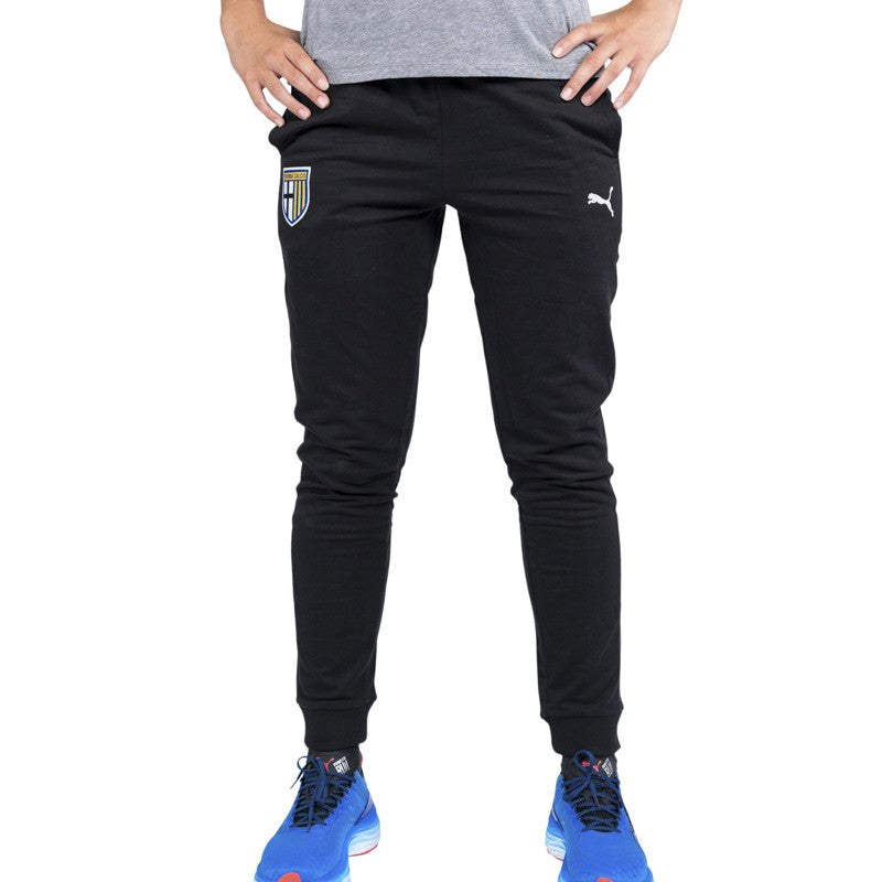 pantalone lungo tuta nero in cotone con tasche laterali e logo Parma Calcio