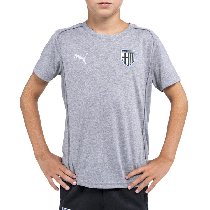 t-shirt grigia junior in cotone con mezza manica logo Parma Calcio e Puma