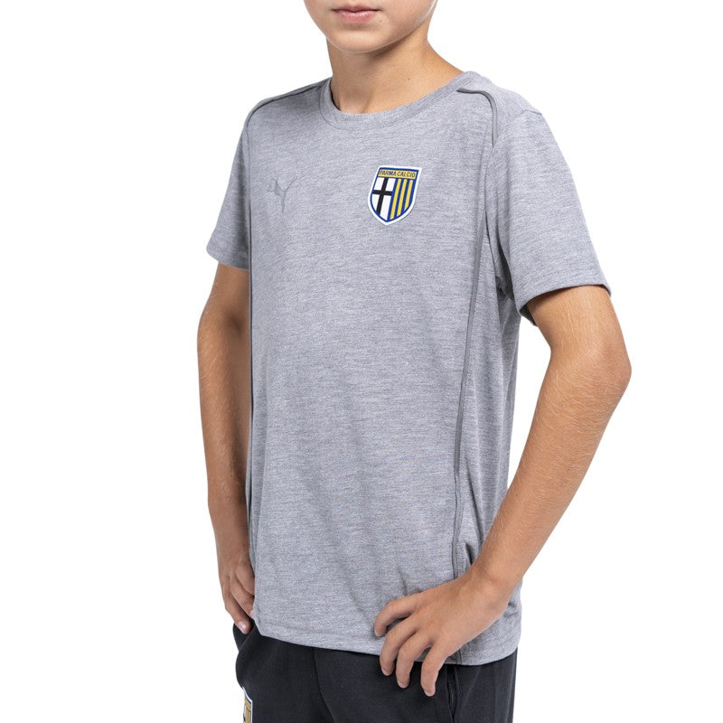 t-shirt grigia junior in cotone con mezza manica logo Parma Cacio e Puma
