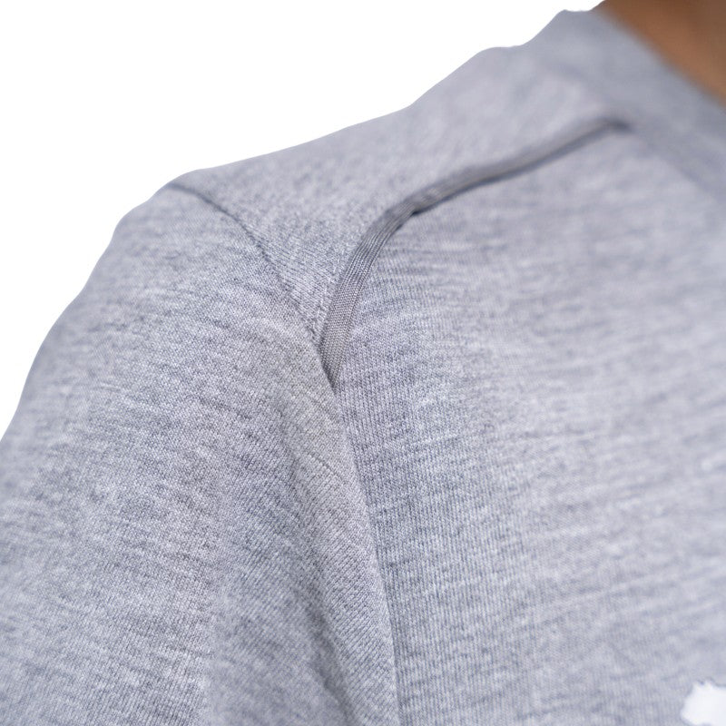 t-shirt grigia junior in cotone con mezza manica e dettaglio cucitura