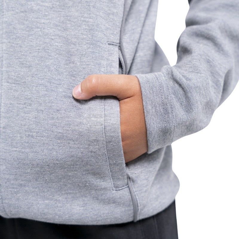 Felpa junior in cotone grigia con cappuccio, zip e logo Parma Calcio