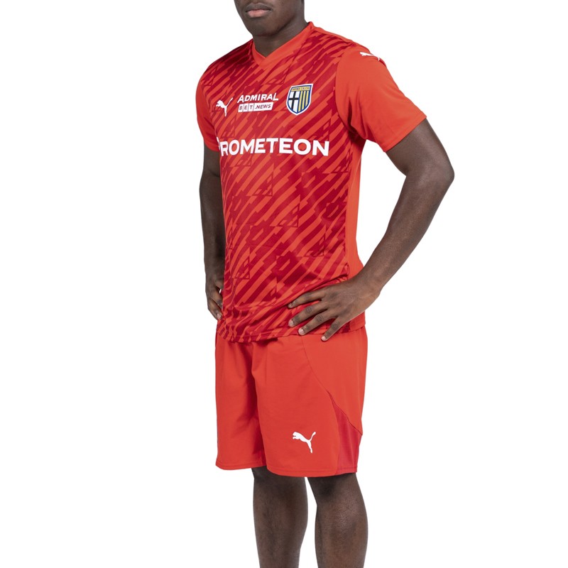 Pantaloncini rossi gara portiere con logo Parma calcio e Puma