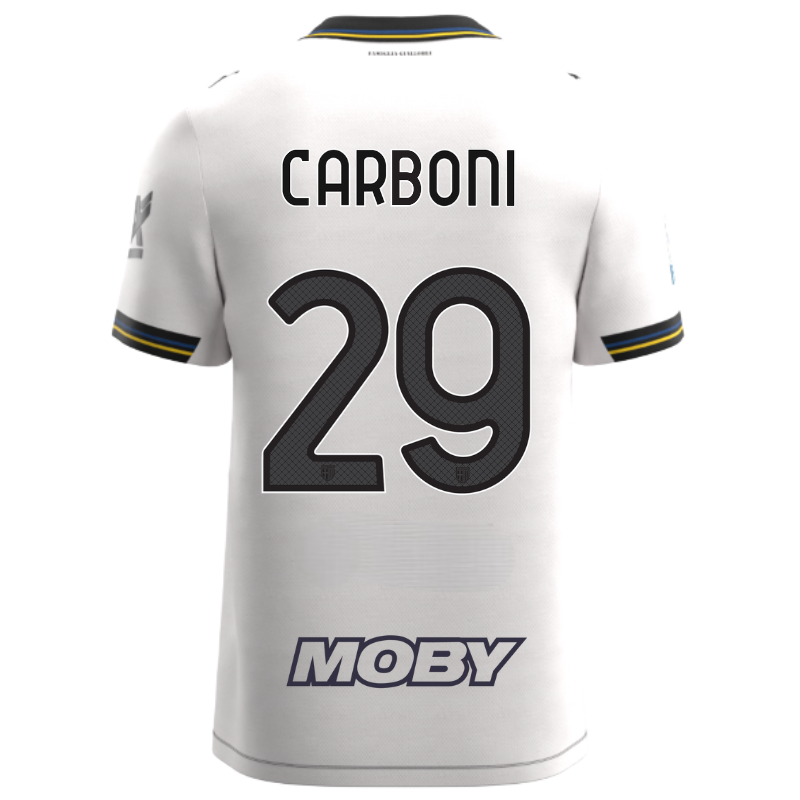 Maglia gara home adulti bianca con croce nera e personalizzazione Carboni 29