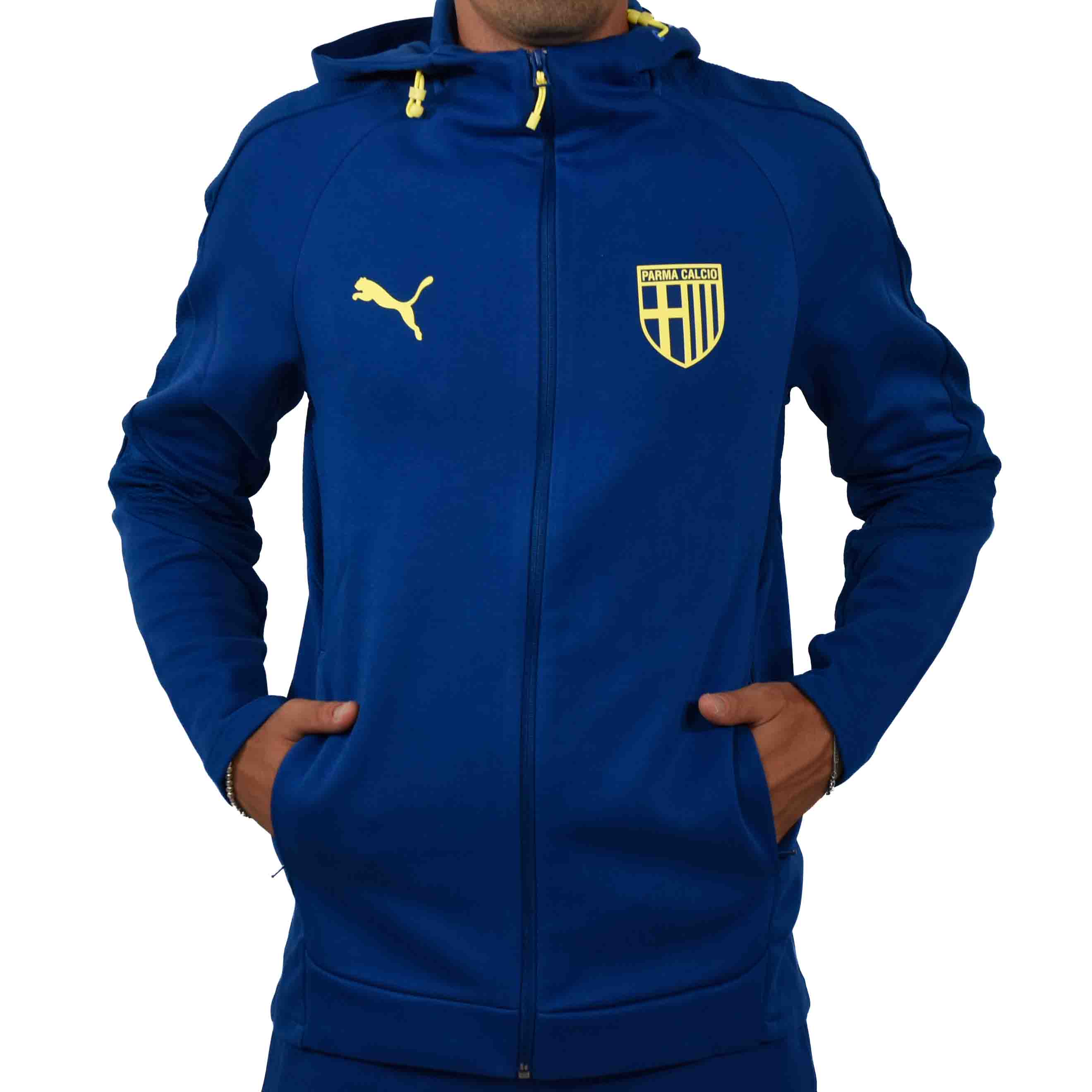 Felpa Hooded Evostripe Zip Clyde Royal-Lemon Crush - Parma Calcio