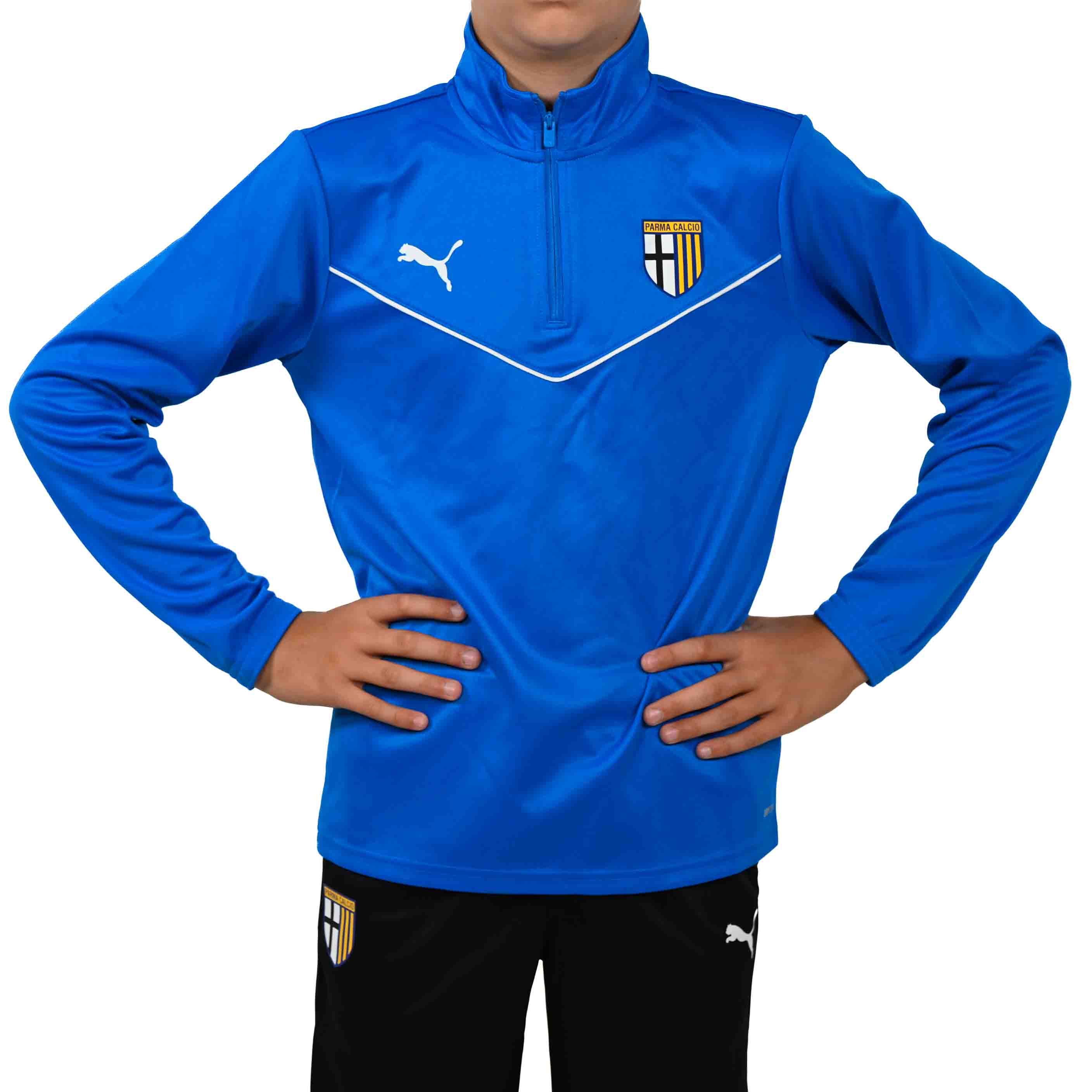 Felpa Junior 1/4 Zip Training Electric Blue - Parma Calcio