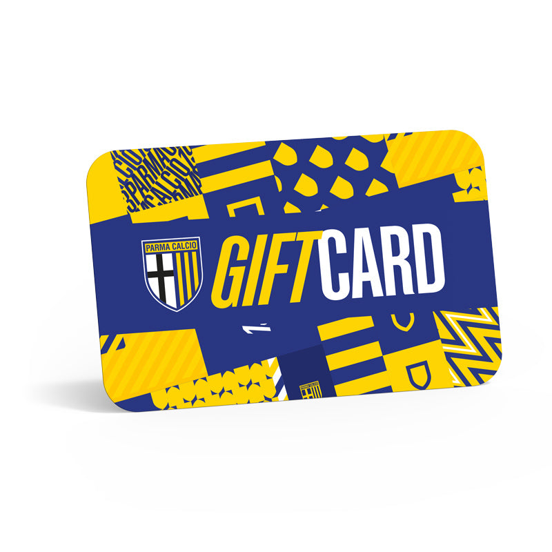 gift card parma calcio con grafica texture giallo blu