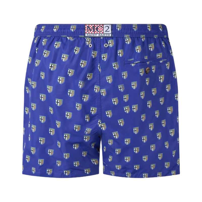 Back costume adulto blu con etichetta Saint Barth e micro loghi Parma Calcio