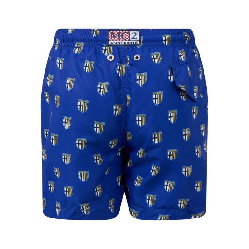 Back costume junior blu con etichetta Saint Barth e micro loghi Parma Calcio