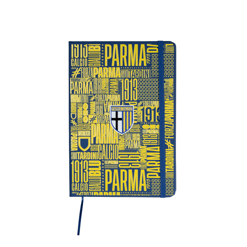 Notes formato con texture gialla in rilievo e logo Parma Calcio.