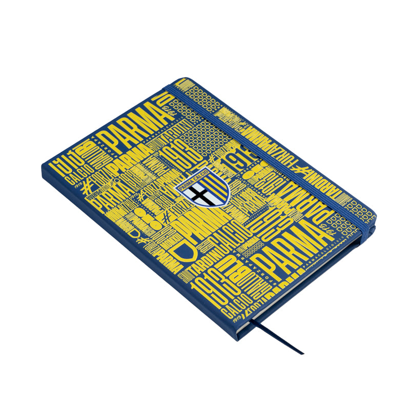 Notes formato con texture gialla in rilievo e logo Parma Calcio.