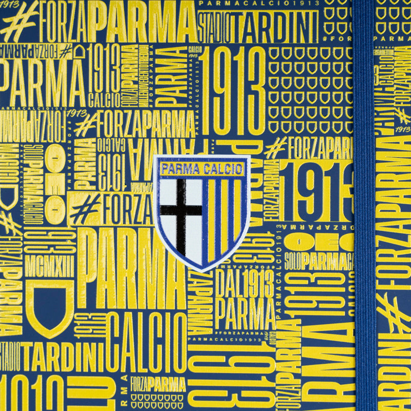 Notes formato con texture gialla in rilievo e logo Parma Calcio.