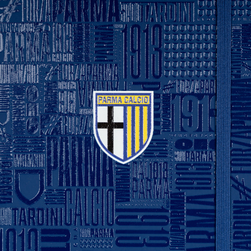 Notes con texture blu in rilievo e logo Parma Calcio.