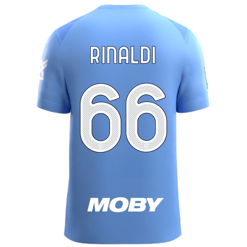 Maglia gara Parma Calcio portiere Light Blue con trama geometrica sul fronte personalizzata con nome e numero Rinaldi 66, sponsor e patch serie A