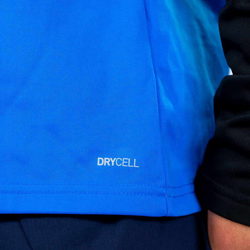 Dettagio scritta Drycell felpa 1/4 zip training woman blu elettrico