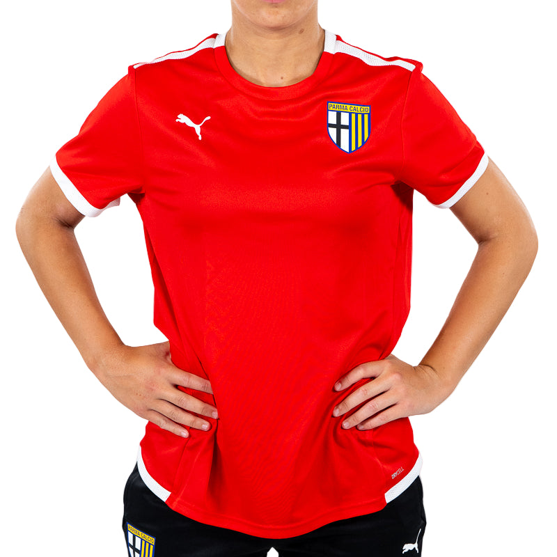 Maglia training woman rossa con strisce bianche sulle spalle