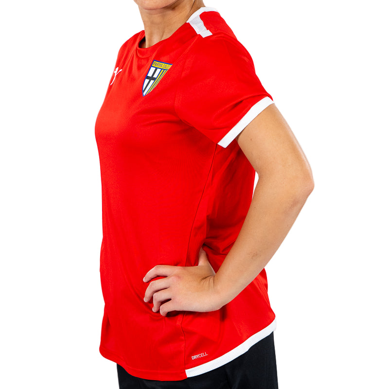Maglia training woman rossa con strisce bianche sulle spalle
