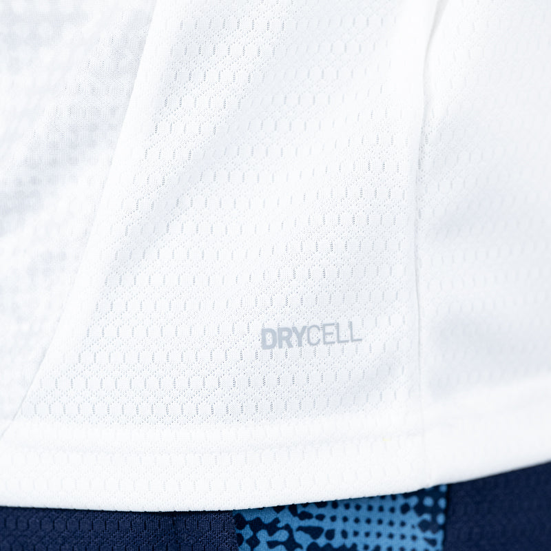 Dettaglio scritta Drycell felpa 1/4 zip bianca pre-match uomo