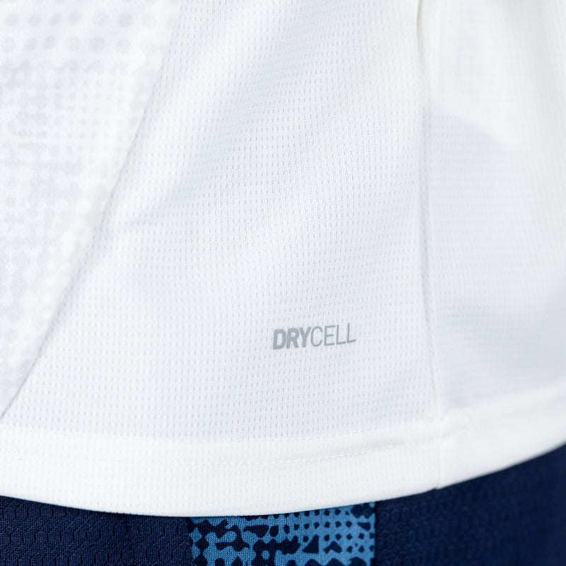 Dettaglio scritta Drycell felpa 1/4 zip bianca pre-match uomo