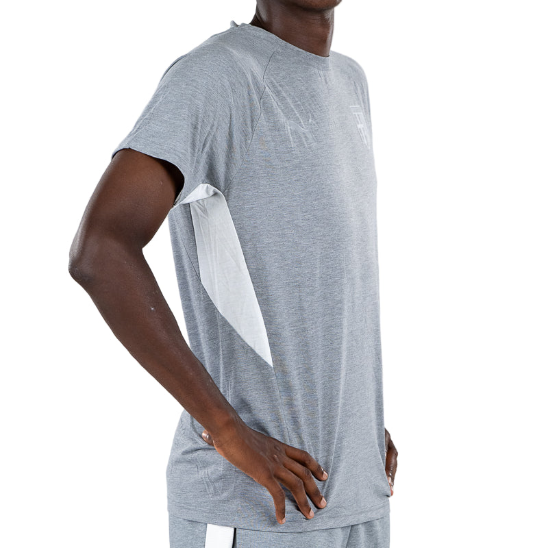 T-shirt grigia uomo con bande laterali bianchi, logo Parma Calcio e Puma