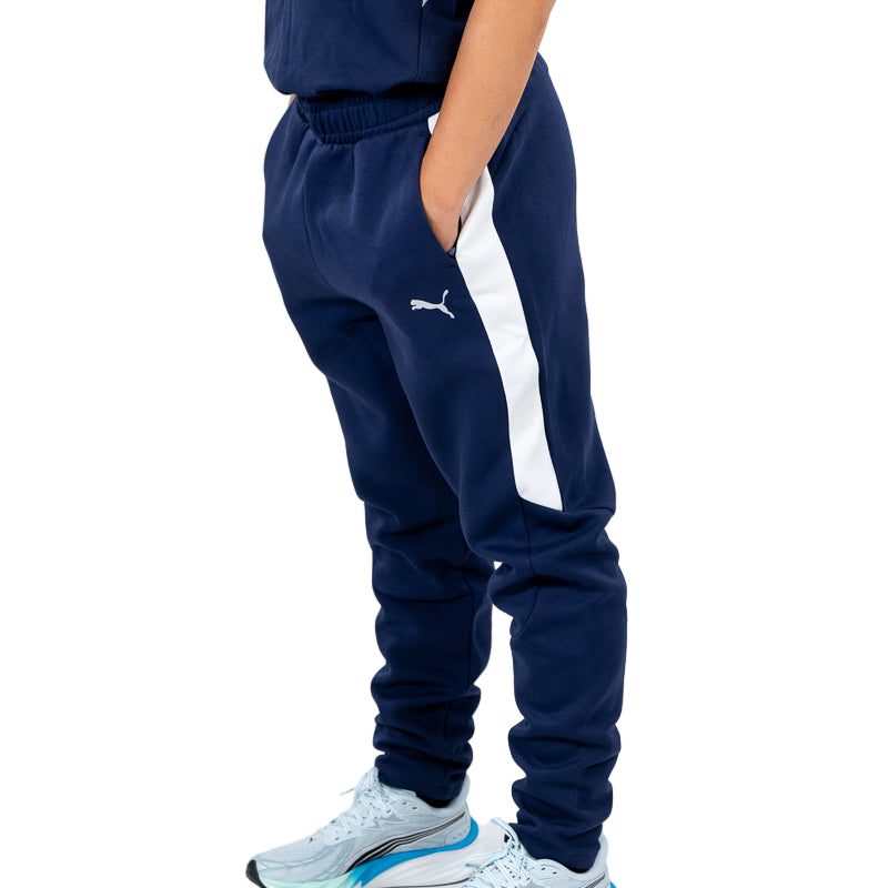 Pantalone tuta lungo blu navy woman con elastico in vita, bande laterali bianche, logo Parma Calcio e logo Puma