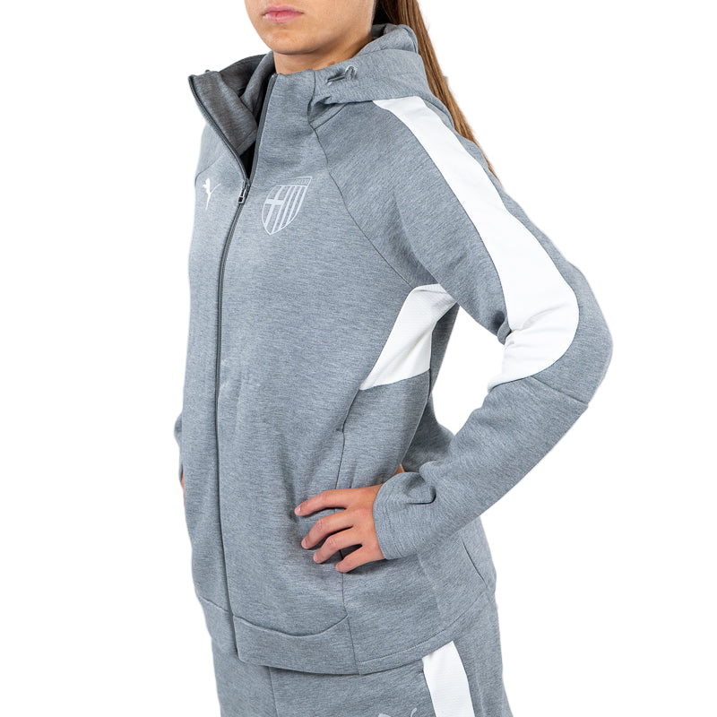 Felpa con cappuccio e zip woman, bande laterali in vita e sulle maniche, lo Parma Calcio e Puma