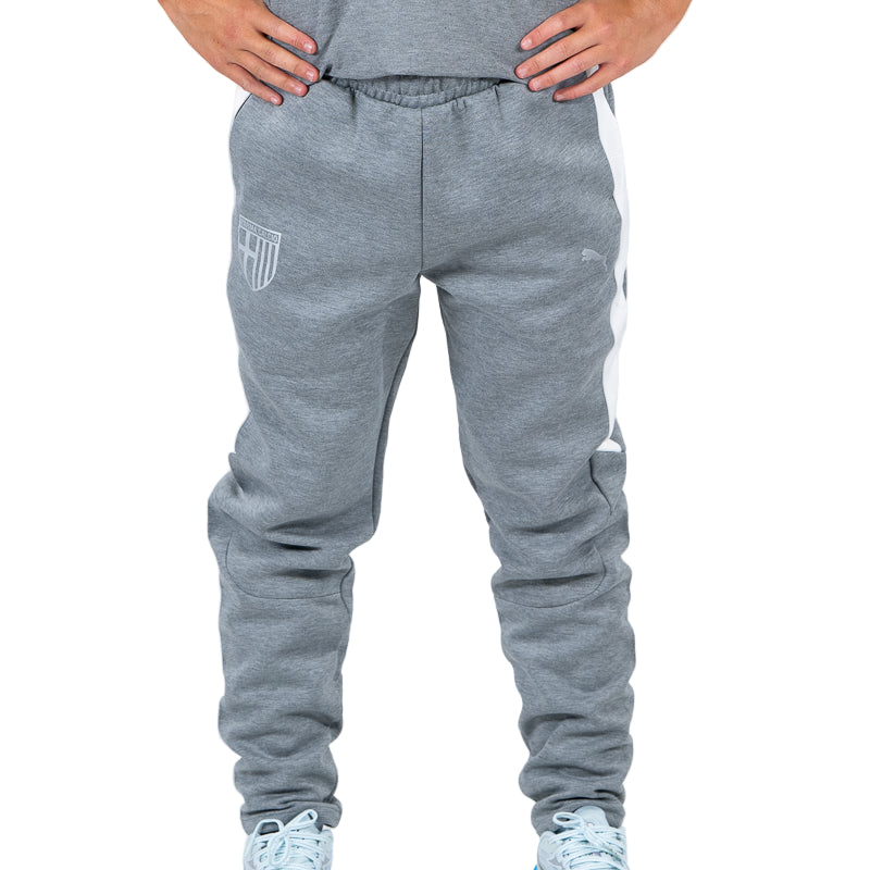 Pantalone tuta lungo grigio woman con elastico in vita, bande laterali bianche, logo Parma Calcio e logo Puma