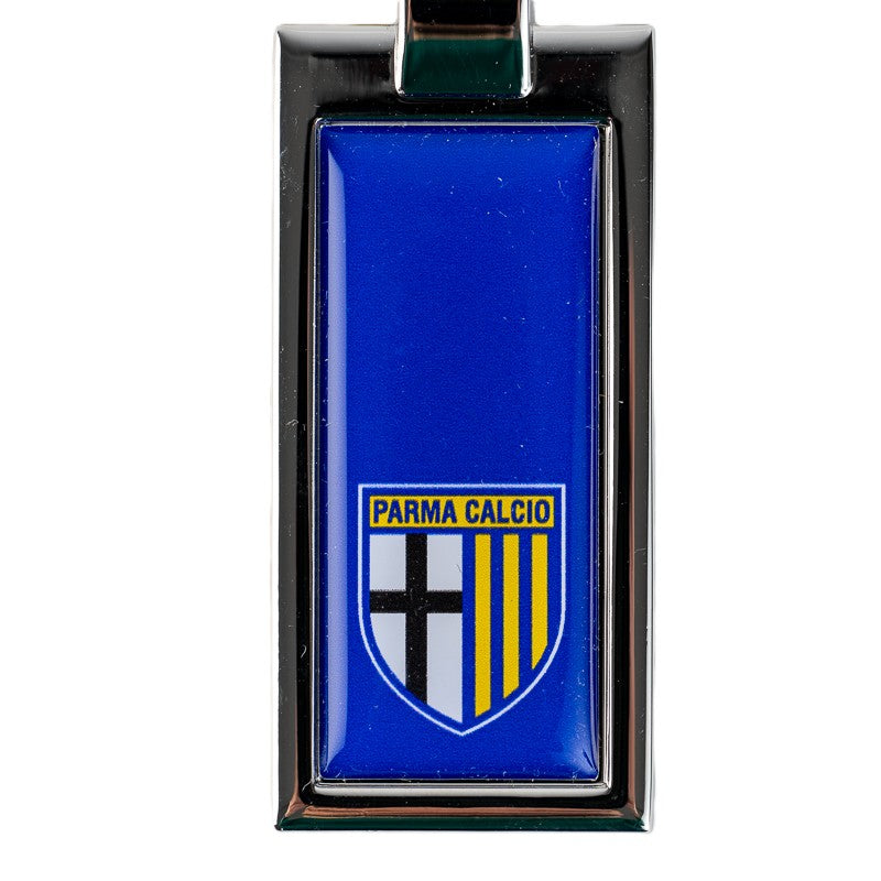 Portachiavi targhetta bifacciale blu e giallo Parma Calcio