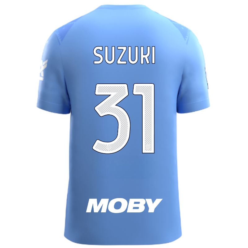 Maglia gara Parma Calcio portiere Light Blue con trama geometrica sul fronte personalizzata con nome e numero Suzuki 31, sponsor e patch serie A