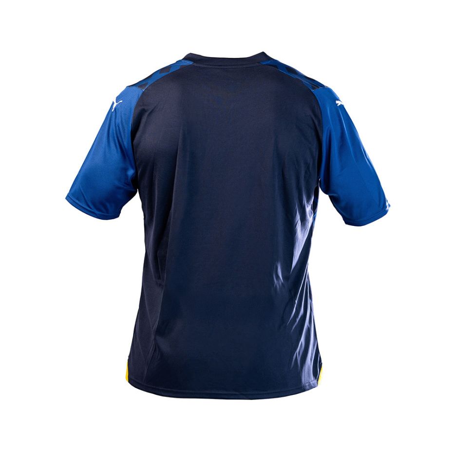 Maglia gara third Parma Calcio blu e giallo con trama geometrica frontale