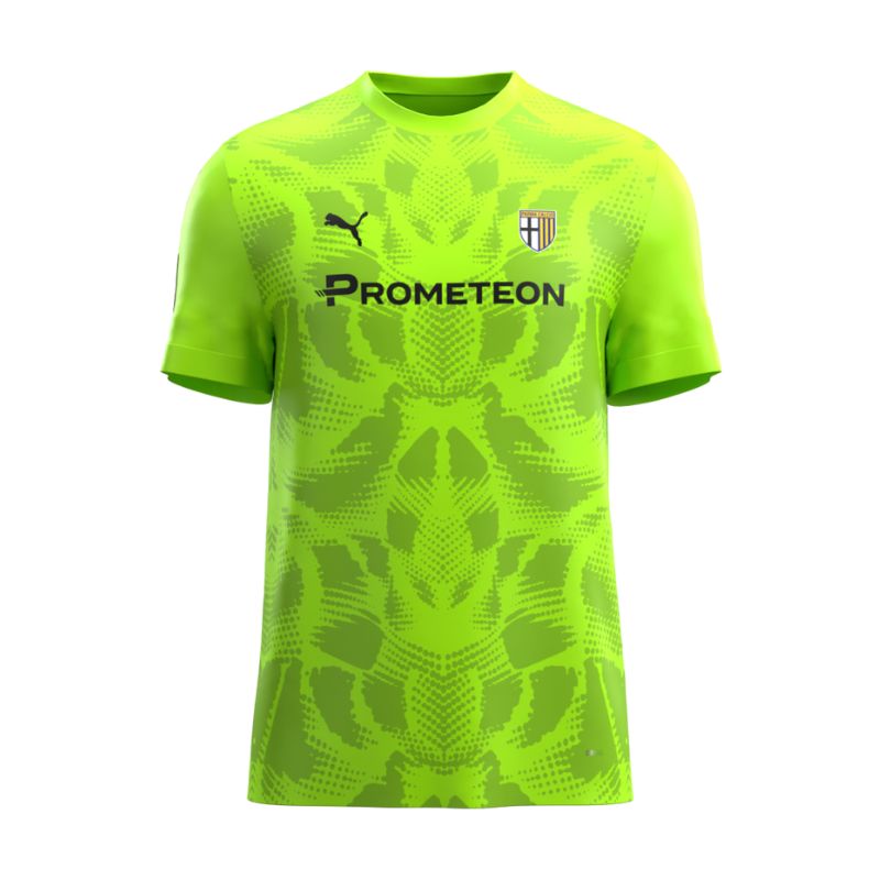 Maglia gara portiere colore green glare con sponsor prometeon in colore nero