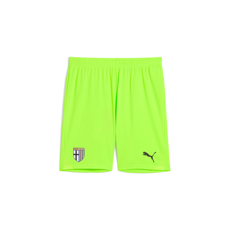 Pantaloncino gara junior portiere green glare con logo Parma Calcio e logo Puma