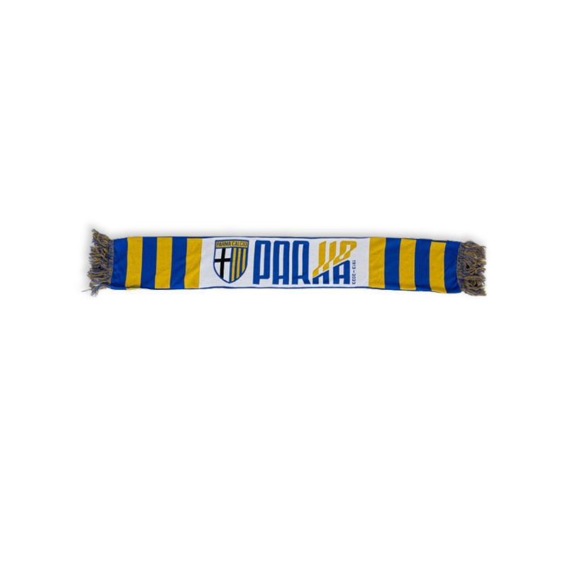Sciarpa HD con bande gialloblu logo Parma Calcio e scritta Parma con logo 110