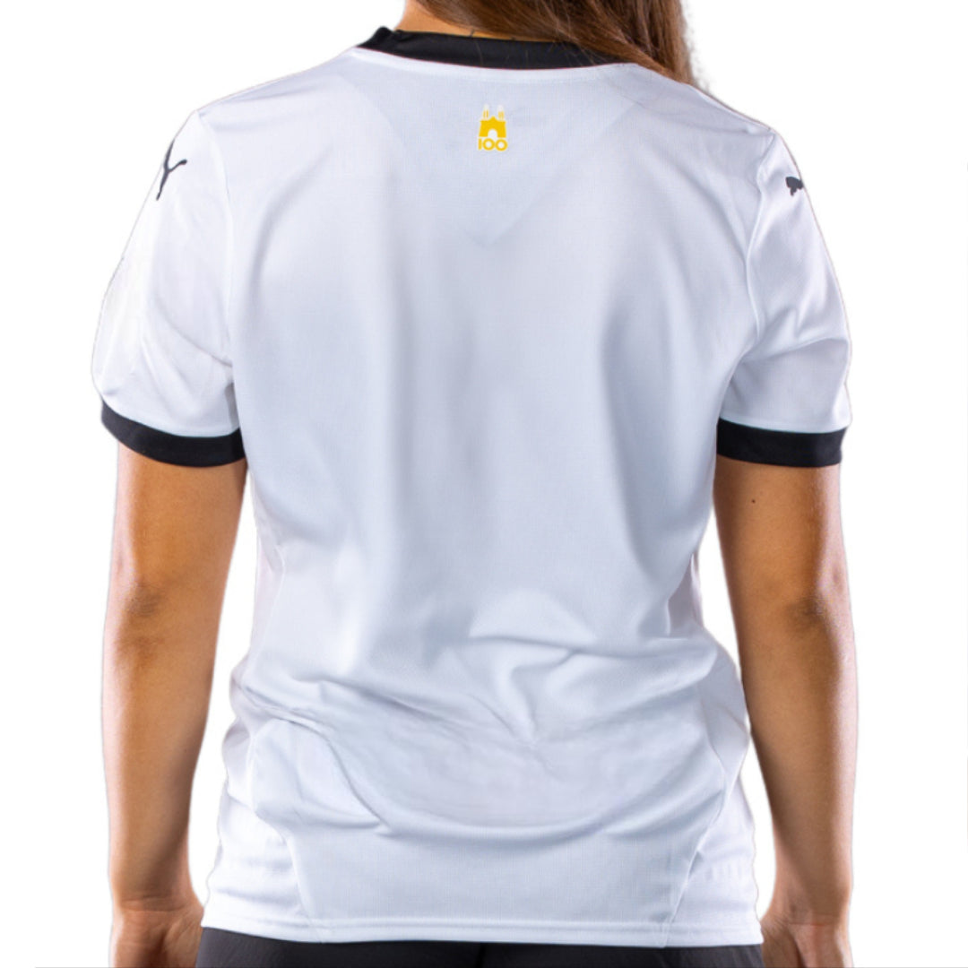 Maglia gara home, bianca e croce nera stagione 24/25 con sponsor Oxfam prima squadra femminile 